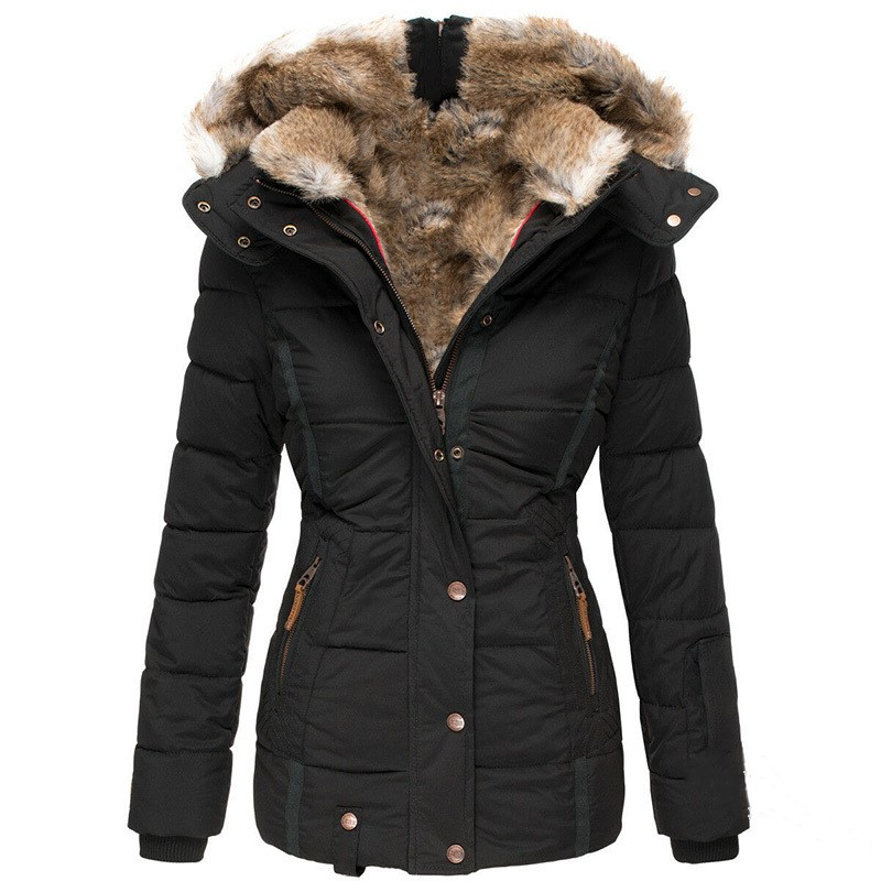 Chaqueta Puffer de Invierno con Piel Sintética