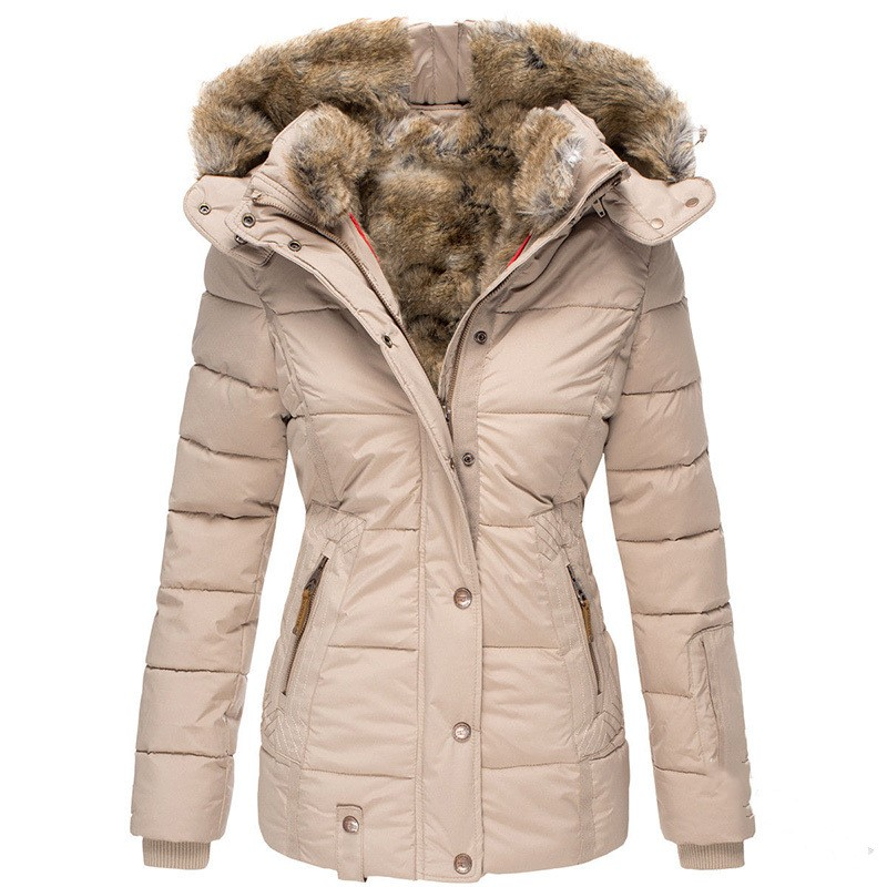 Chaqueta Puffer de Invierno con Piel Sintética