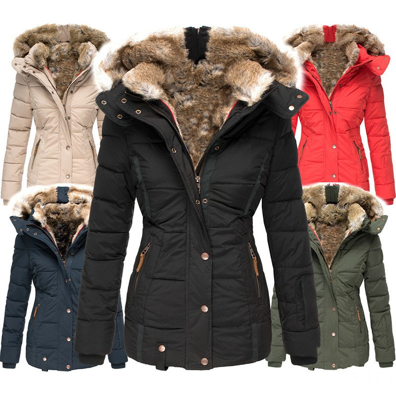 Chaqueta Puffer de Invierno con Piel Sintética