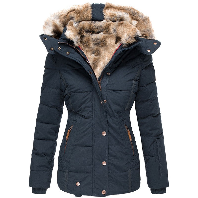 Chaqueta Puffer de Invierno con Piel Sintética