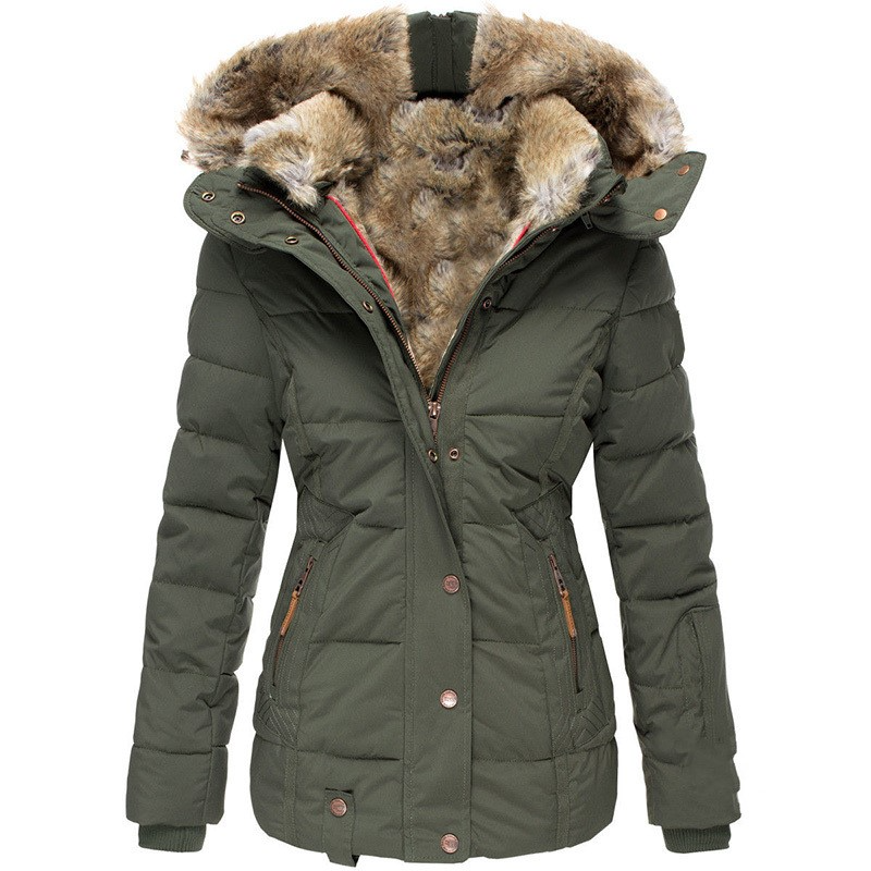 Chaqueta Puffer de Invierno con Piel Sintética